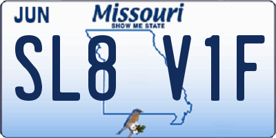 MO license plate SL8V1F