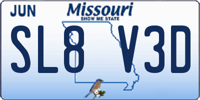 MO license plate SL8V3D