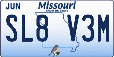 MO license plate SL8V3M