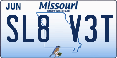 MO license plate SL8V3T