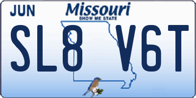 MO license plate SL8V6T