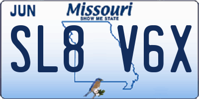 MO license plate SL8V6X