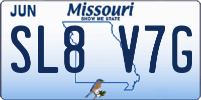 MO license plate SL8V7G
