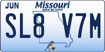 MO license plate SL8V7M