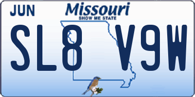 MO license plate SL8V9W