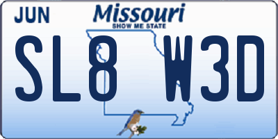 MO license plate SL8W3D