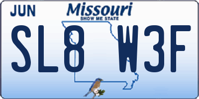 MO license plate SL8W3F