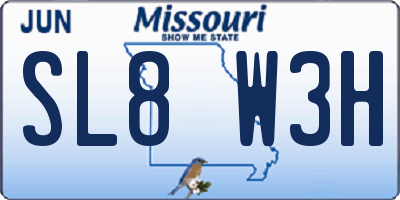 MO license plate SL8W3H