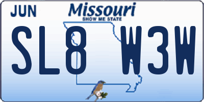 MO license plate SL8W3W