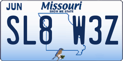 MO license plate SL8W3Z