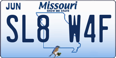MO license plate SL8W4F