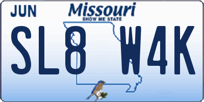 MO license plate SL8W4K
