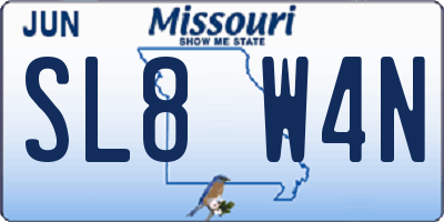 MO license plate SL8W4N