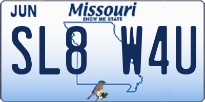 MO license plate SL8W4U