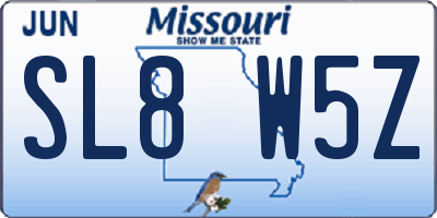MO license plate SL8W5Z