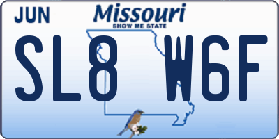 MO license plate SL8W6F