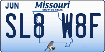 MO license plate SL8W8F