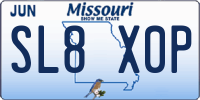 MO license plate SL8X0P