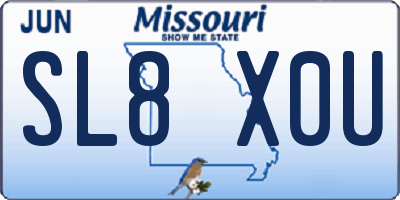 MO license plate SL8X0U