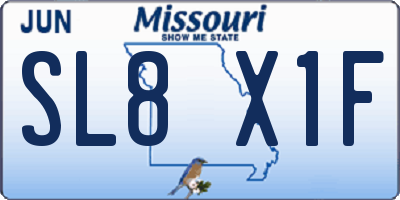 MO license plate SL8X1F