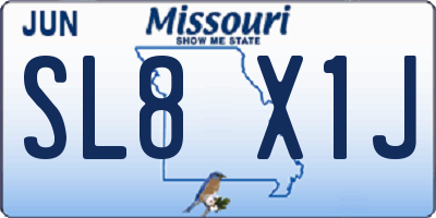 MO license plate SL8X1J