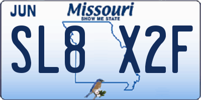 MO license plate SL8X2F
