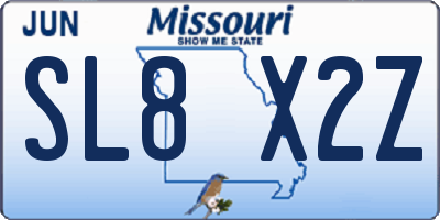 MO license plate SL8X2Z