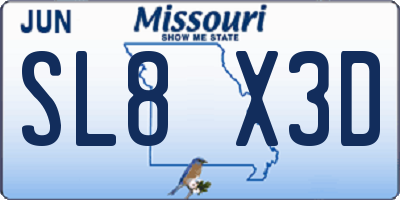 MO license plate SL8X3D