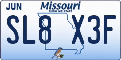 MO license plate SL8X3F