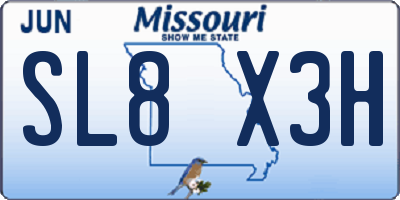 MO license plate SL8X3H