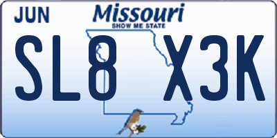 MO license plate SL8X3K