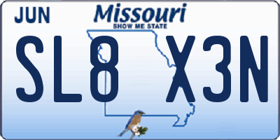 MO license plate SL8X3N