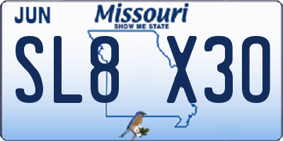 MO license plate SL8X3O