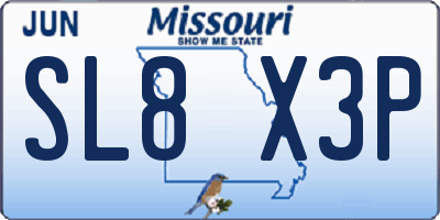 MO license plate SL8X3P