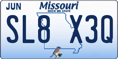 MO license plate SL8X3Q