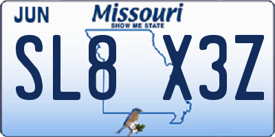 MO license plate SL8X3Z