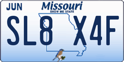 MO license plate SL8X4F