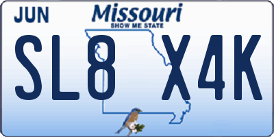 MO license plate SL8X4K