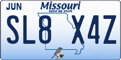 MO license plate SL8X4Z