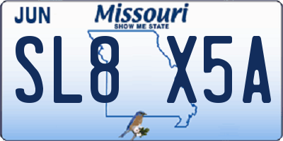 MO license plate SL8X5A
