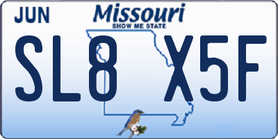 MO license plate SL8X5F