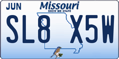 MO license plate SL8X5W