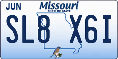 MO license plate SL8X6I