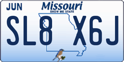 MO license plate SL8X6J