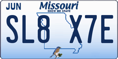 MO license plate SL8X7E