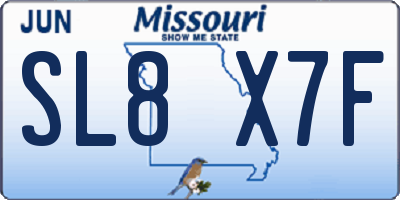 MO license plate SL8X7F