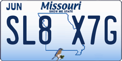 MO license plate SL8X7G