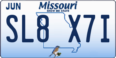 MO license plate SL8X7I