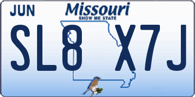 MO license plate SL8X7J