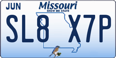 MO license plate SL8X7P
